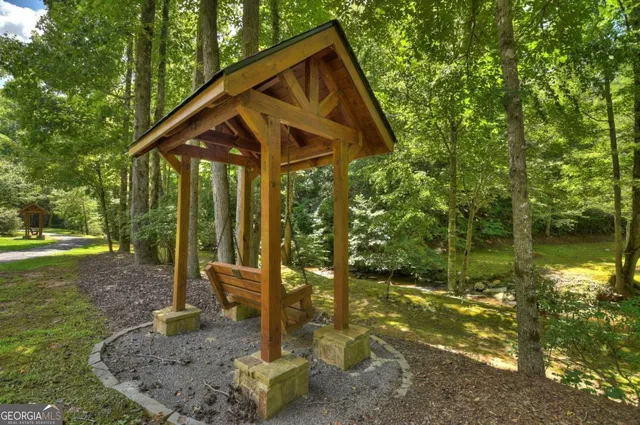 a view of a park with slide