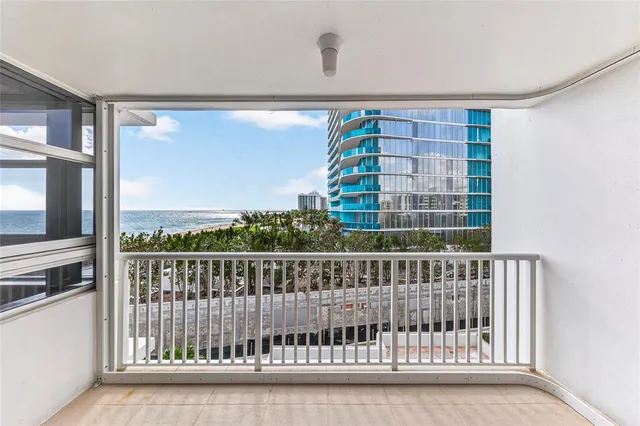 a view of a large window and stairs