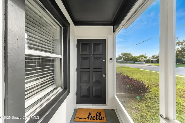 a view of swimming pool from a window