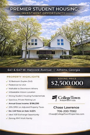 $2,500,000 | 641-647 West Hancock Avenue, Athens, GA 30601