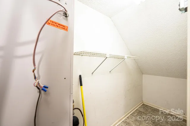 a view of small space with racks on the wall