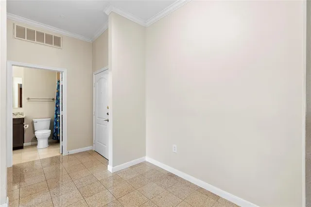 a view of a balcony with wooden floor