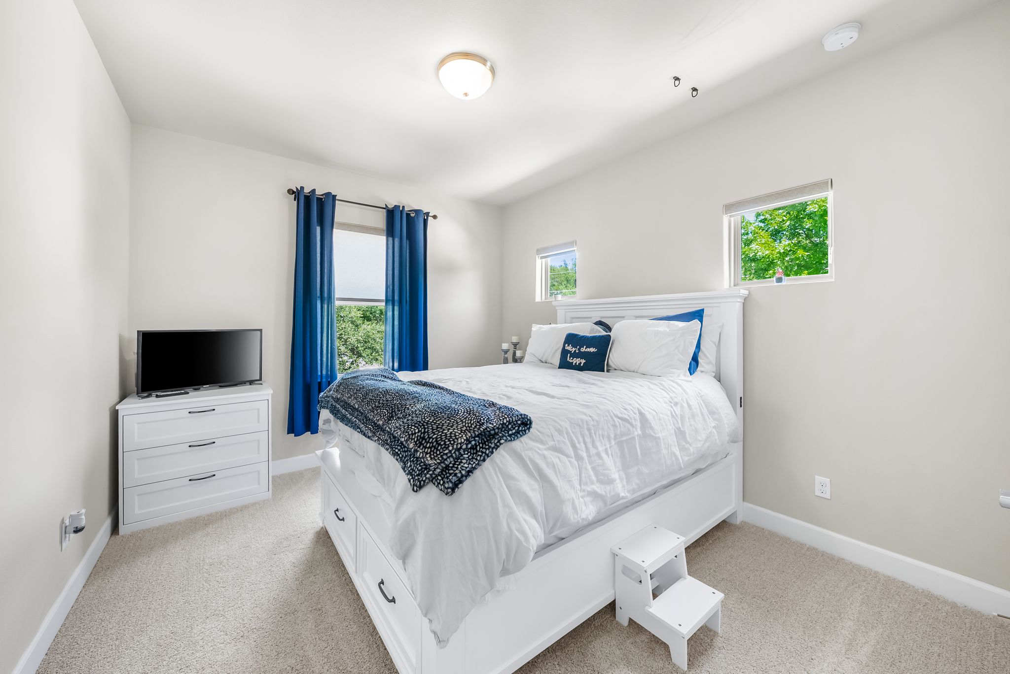 14213 Red Feather Trail Austin, TX 78734 - Photo 24 of 39 a bedroom with a bed and a flat screen tv