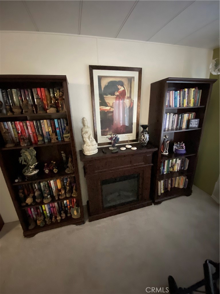 12680 4th Street, Unit 39 Yucaipa, CA 92399 - Photo 14 of 45 a living room with lots of bookshelf and a fireplace