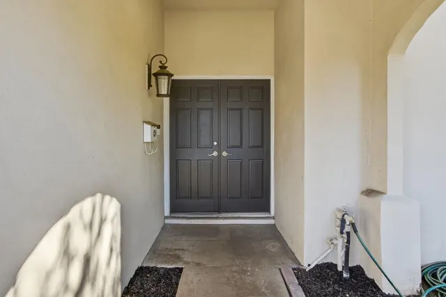 a view of front door with small space