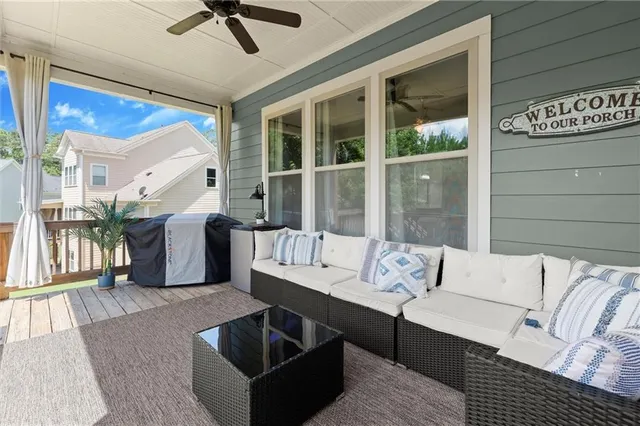 a living room with furniture