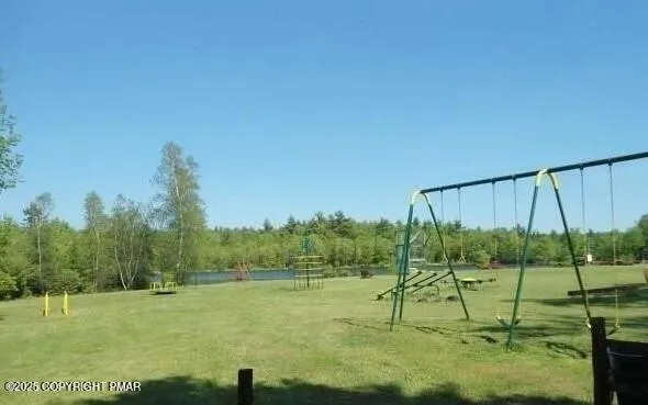 a view of a garden with a tree