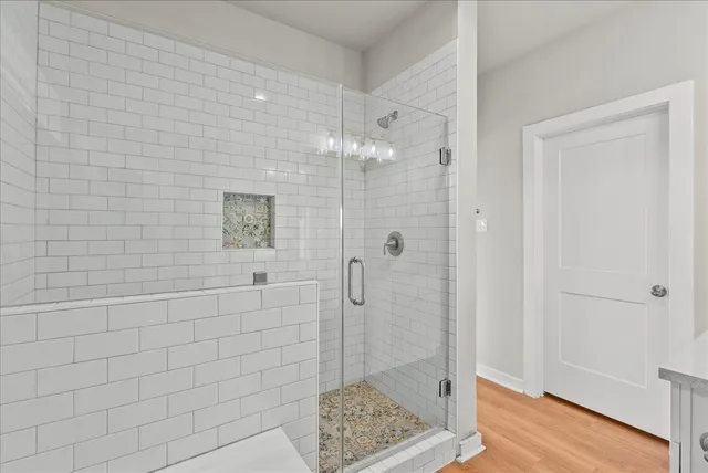 a bathroom with a shower