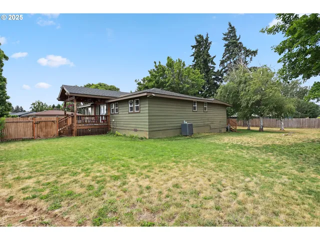 a view of a backyard with a garden