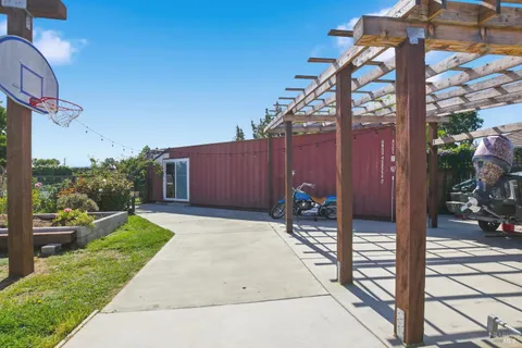 a backyard view of a house