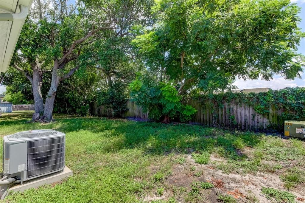 7144 Fairfax Drive Port Richey, FL 34668 - Photo 43 of 53 a view of a backyard with potted plants and large trees