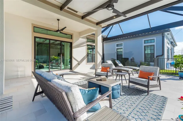 a outdoor space with patio the couches and a dining table with the view of the balcony