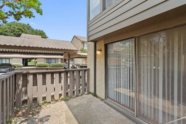a view of wooden balcony