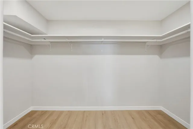 a view of an empty walk in closet