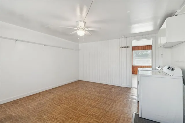 a view of a backyard with pathway