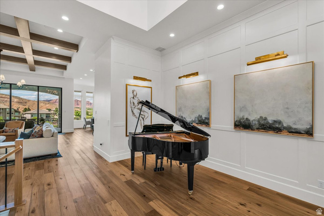 2608 Canyon Ridge Drive St. George, UT 84770 - Photo 6 of 86 Hardwood flooring throughout featuring recessed lighting and a beamed ceiling