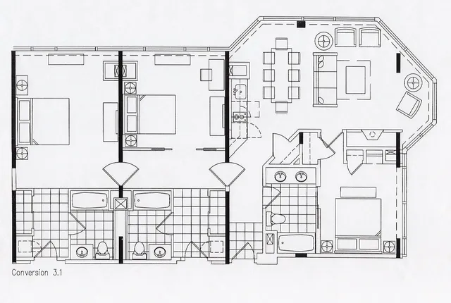 a black and white photo of a room