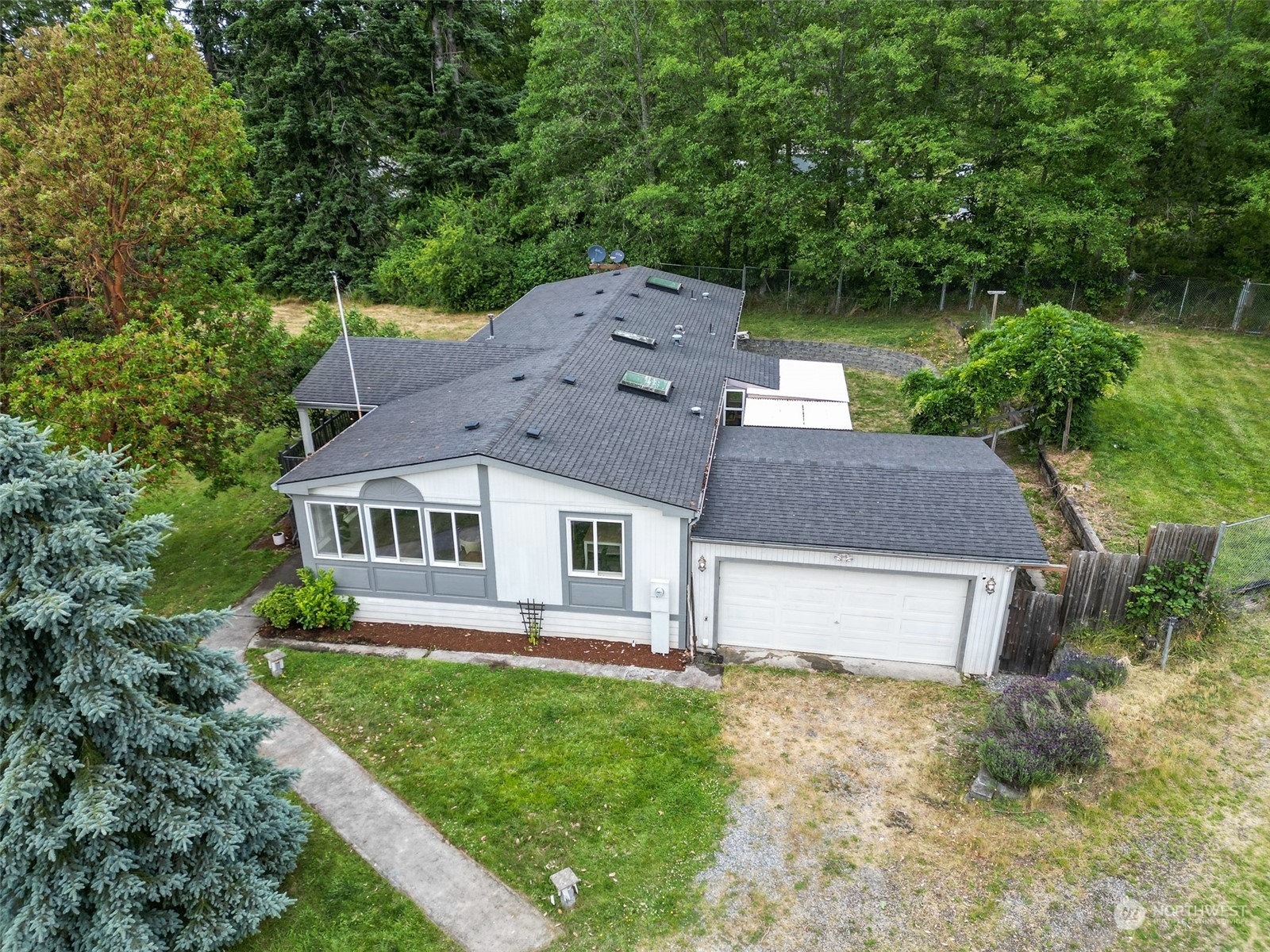an aerial view of a house