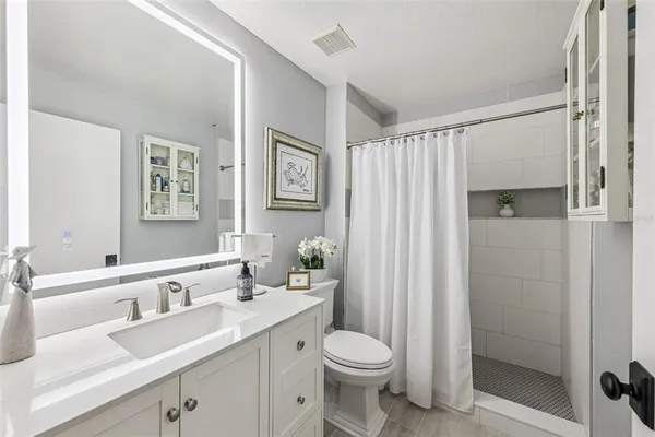 a bathroom with a toilet a sink and a large mirror