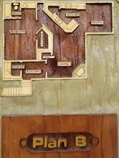 a view of backyard with staircase and wooden fence