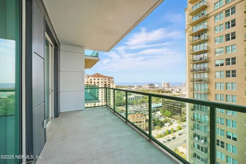 a view of a city with tall buildings