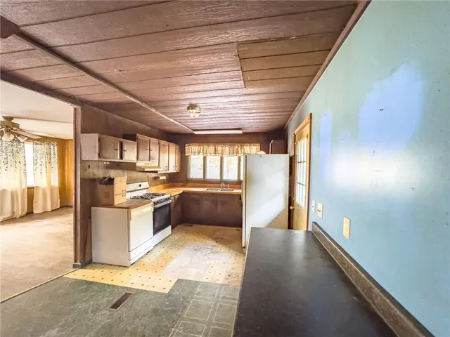 a large room with a window