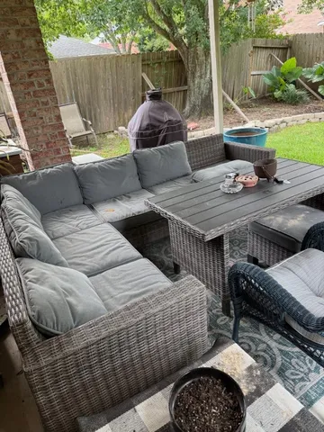 a outdoor space with furniture