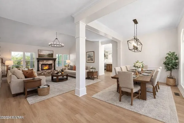 a view of a kitchen area with furniture and window