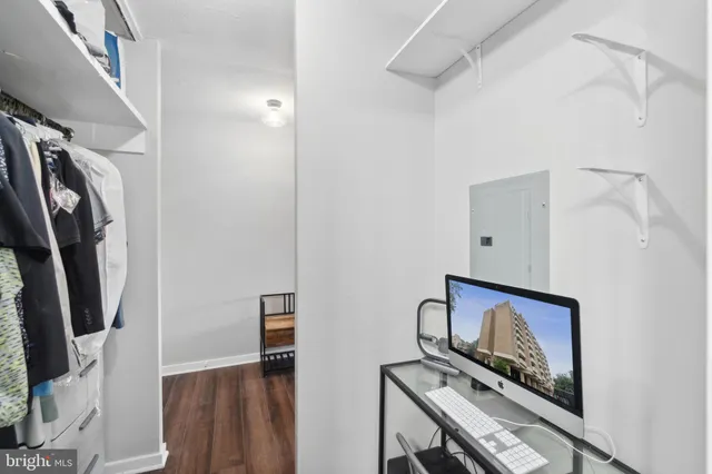 a view of hallway with washer and dryer