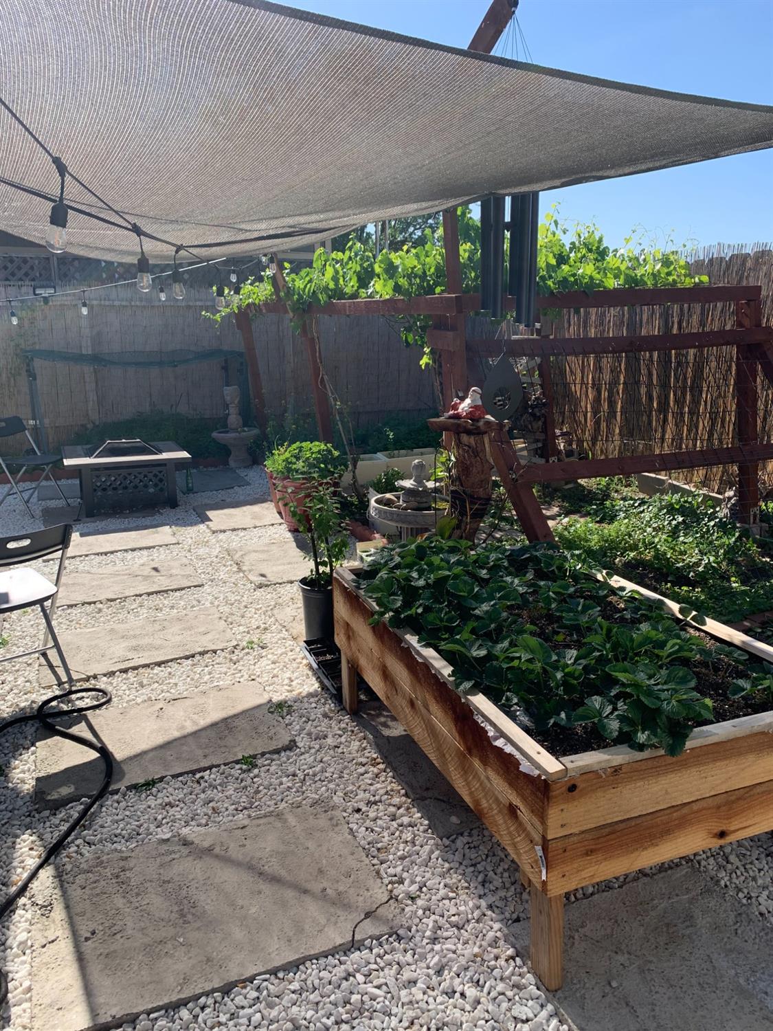 1624 South State Route 99 E Frontage Road, Unit 7 Manteca, CA 95336 - Photo 9 of 12 a view of a garden with an outdoor seating