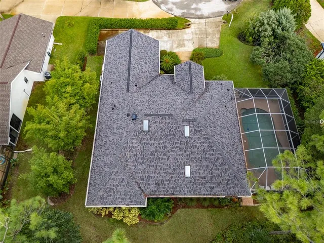 a view of water covered with trees