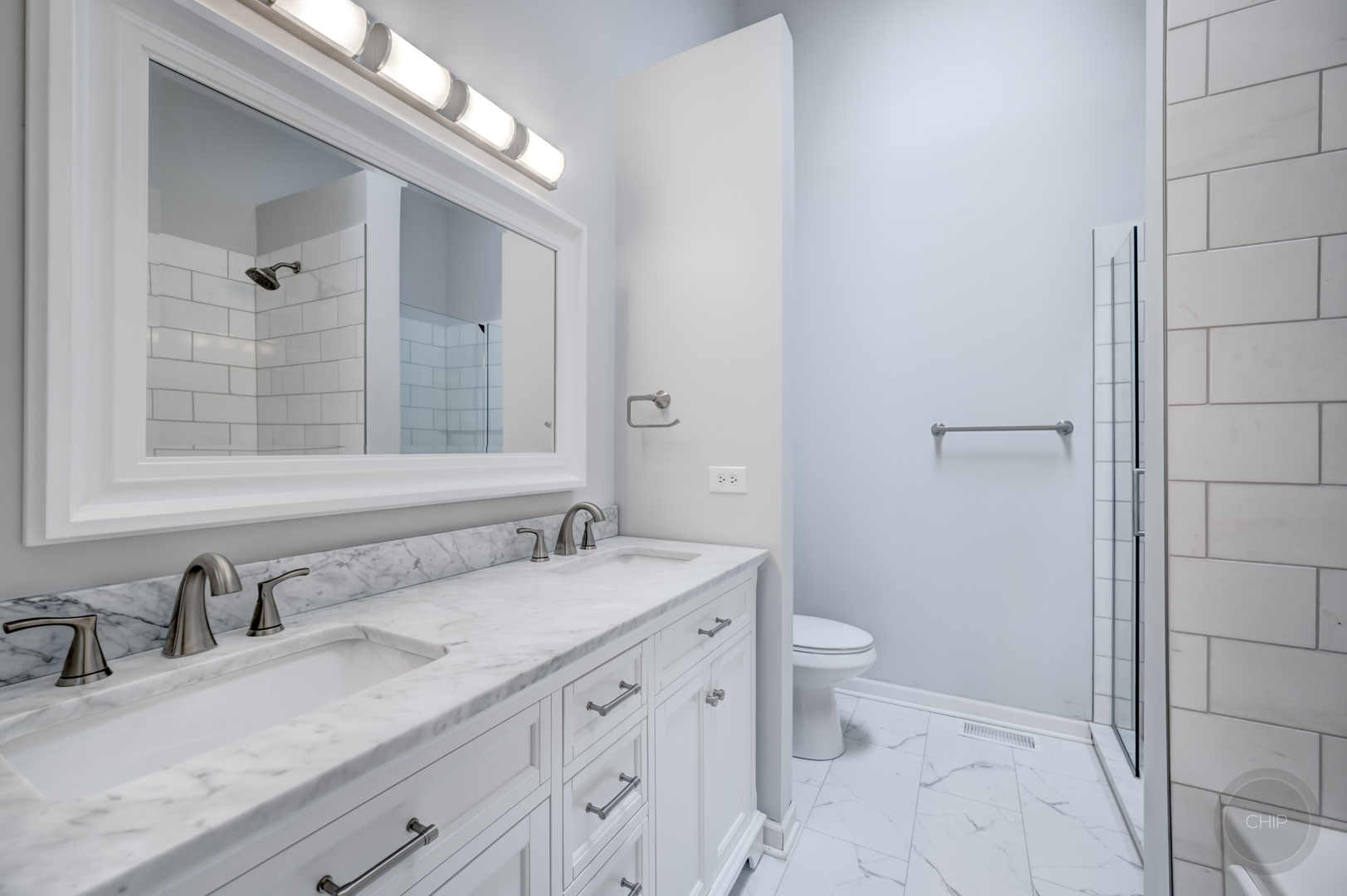 407 Inner Cir Drive Bolingbrook, IL 60490 - Photo 9 of 20 a bathroom with a granite countertop sink a toilet and a mirror