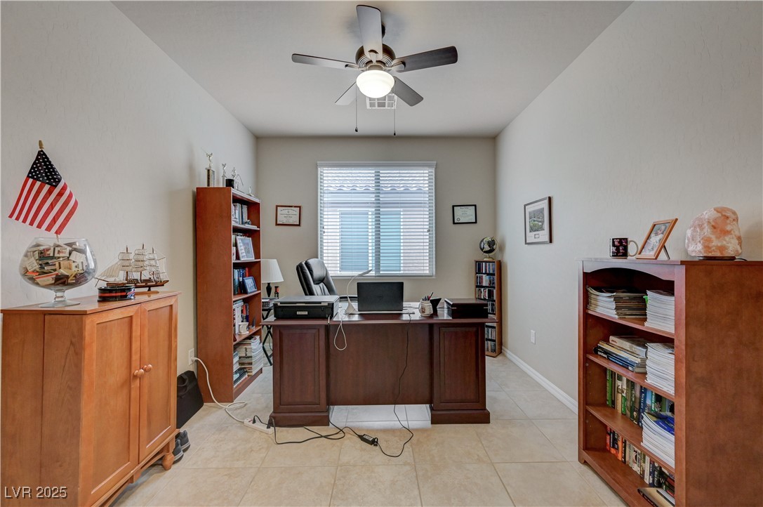 6970 Motley Road Las Vegas, NV 89178 - Photo 32 of 52 Den/Office area with ceramic tile floors and ceiling fan