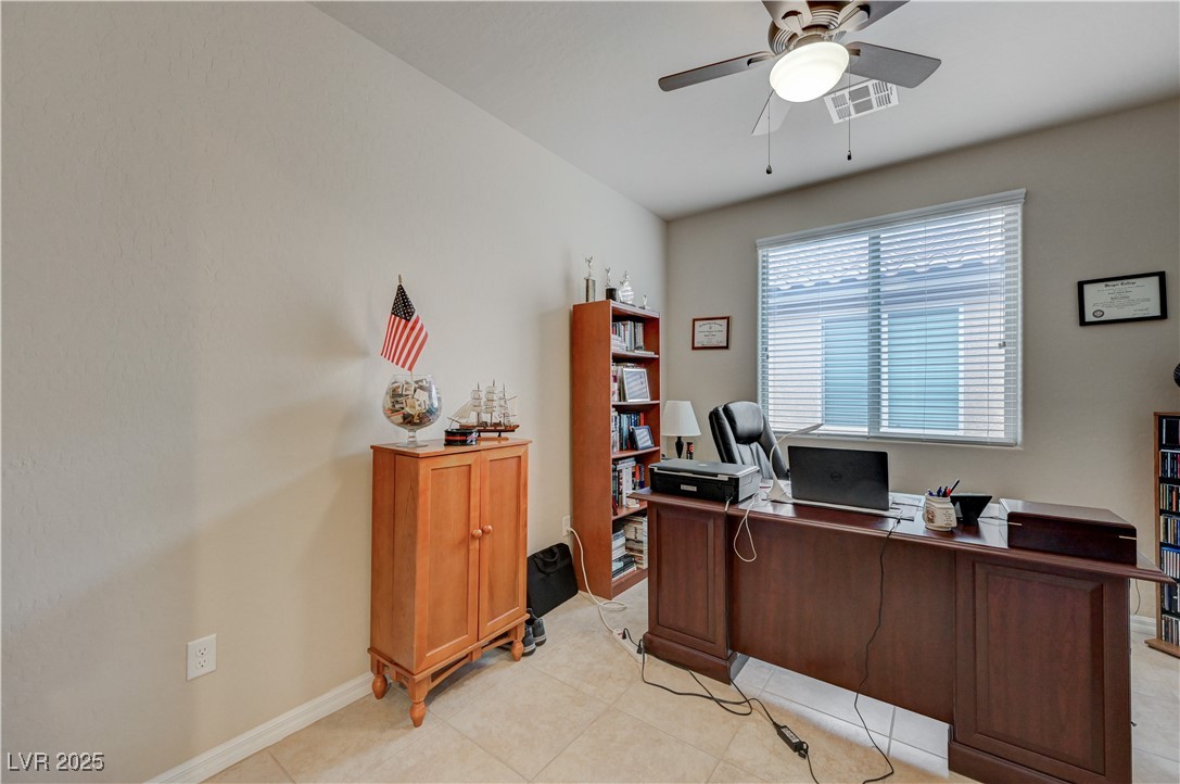 6970 Motley Road Las Vegas, NV 89178 - Photo 33 of 52 Den/Office area with ceramic tile floors and ceiling fan