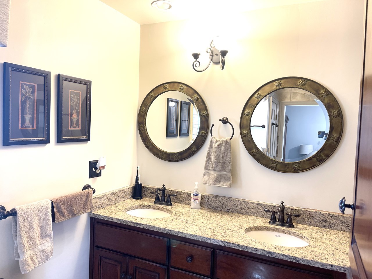 2583 East 259th Road Peru, IL 61354 - Photo 29 of 48 a bathroom with a granite countertop double vanity sinks and a mirror