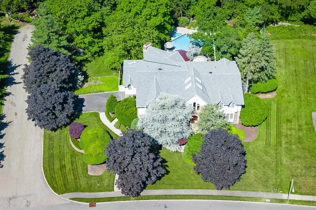 an aerial view of a house