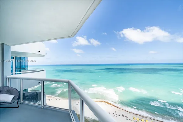 a view of an ocean from a balcony