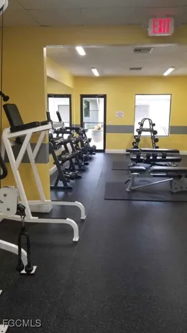a view of a room with gym equipment