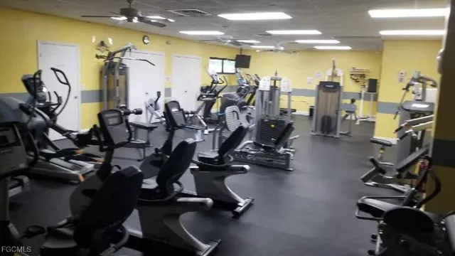 a view of a room with gym equipment