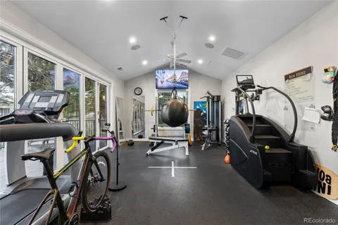 a view of a room with gym equipment
