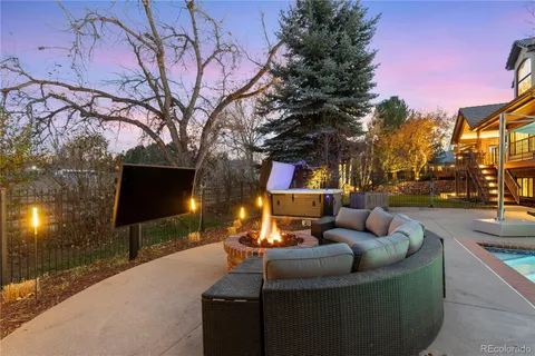 a view of outdoor space with seating