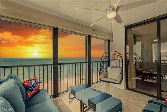 a view of a terrace with furniture and garden