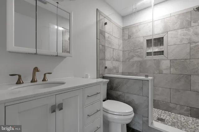 a bathroom with a sink toilet and vanity