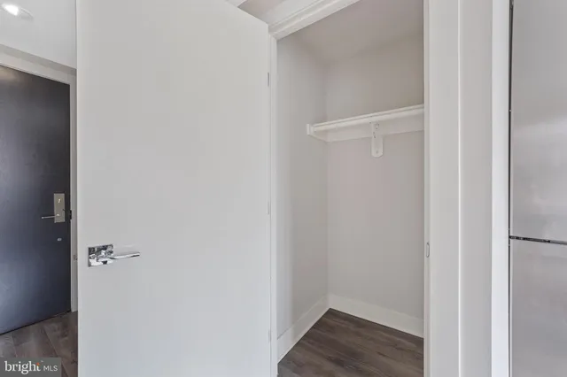 a view of small space with wooden floor