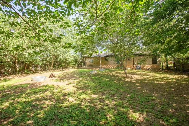 a view of a yard with a tree