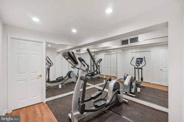 a view of a room with gym equipment
