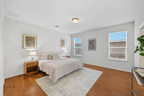 a view of a room with a window