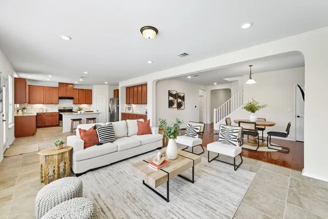 a living room with furniture