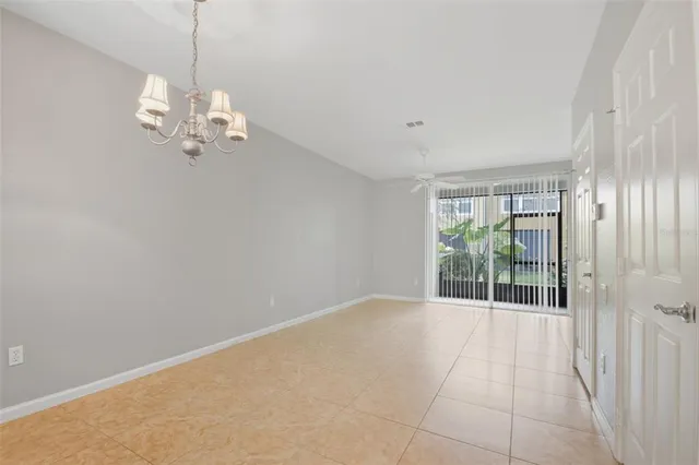 a view of a room with a large window