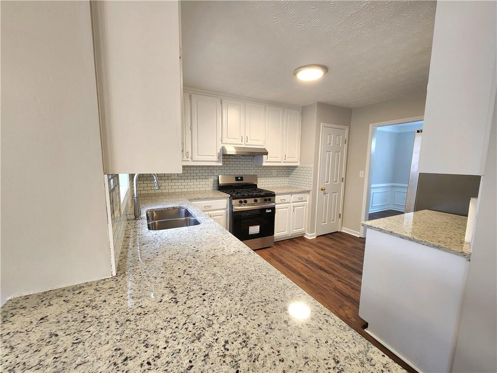 1645 Rushing River Way Suwanee, GA 30024 - Photo 8 of 38 a kitchen with granite countertop a refrigerator and a stove top oven